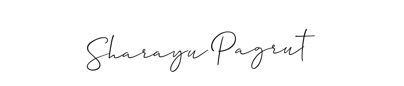 Sharayu Pagrut stylish signature style. Best Handwritten Sign (Allison_Script) for my name. Handwritten Signature Collection Ideas for my name Sharayu Pagrut. Sharayu Pagrut signature style 2 images and pictures png