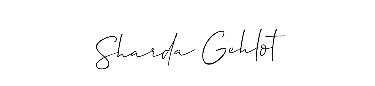 Also You can easily find your signature by using the search form. We will create Sharda Gehlot name handwritten signature images for you free of cost using Allison_Script sign style. Sharda Gehlot signature style 2 images and pictures png
