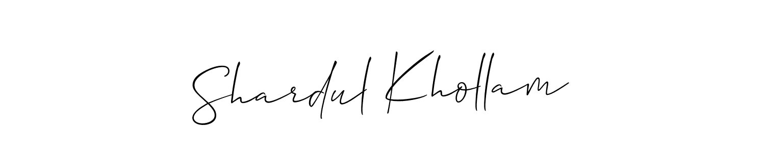 Allison_Script is a professional signature style that is perfect for those who want to add a touch of class to their signature. It is also a great choice for those who want to make their signature more unique. Get Shardul Khollam name to fancy signature for free. Shardul Khollam signature style 2 images and pictures png