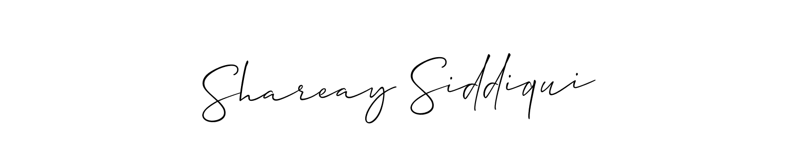 Also we have Shareay Siddiqui name is the best signature style. Create professional handwritten signature collection using Allison_Script autograph style. Shareay Siddiqui signature style 2 images and pictures png