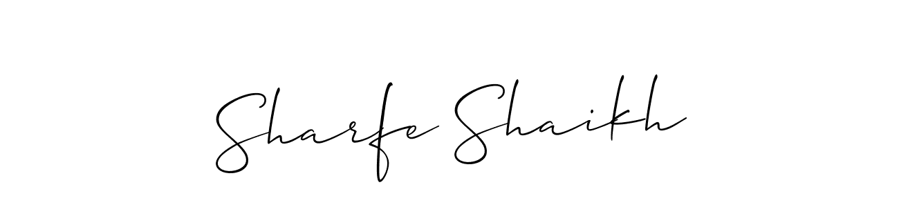 It looks lik you need a new signature style for name Sharfe Shaikh. Design unique handwritten (Allison_Script) signature with our free signature maker in just a few clicks. Sharfe Shaikh signature style 2 images and pictures png