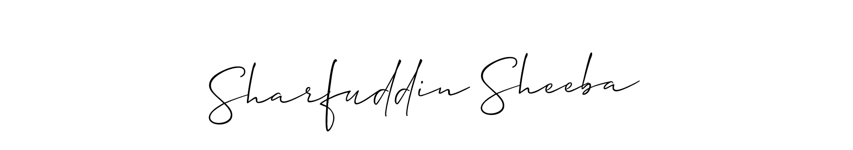 Make a beautiful signature design for name Sharfuddin Sheeba. With this signature (Allison_Script) style, you can create a handwritten signature for free. Sharfuddin Sheeba signature style 2 images and pictures png