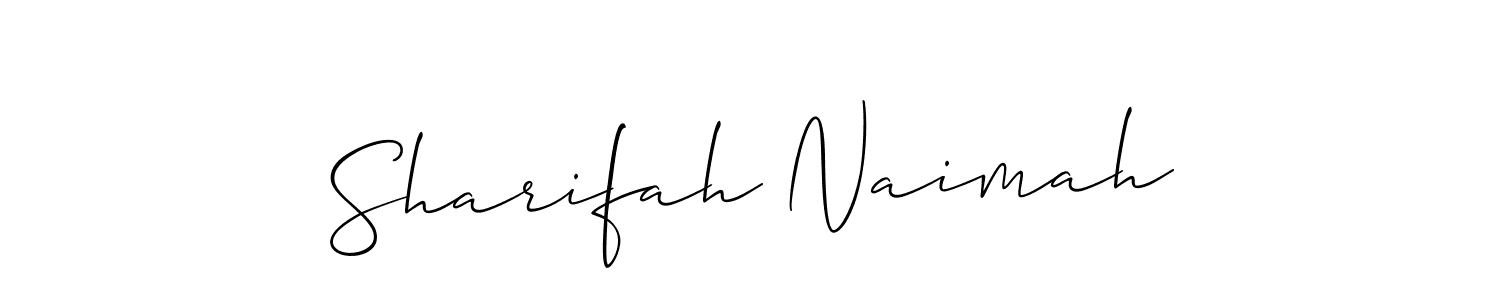 Also You can easily find your signature by using the search form. We will create Sharifah Naimah name handwritten signature images for you free of cost using Allison_Script sign style. Sharifah Naimah signature style 2 images and pictures png