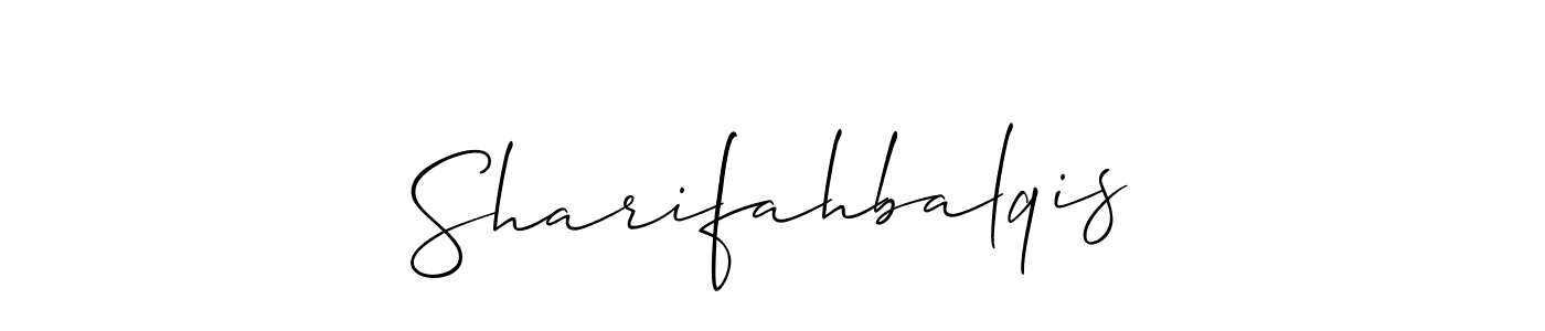 Also we have Sharifahbalqis name is the best signature style. Create professional handwritten signature collection using Allison_Script autograph style. Sharifahbalqis signature style 2 images and pictures png