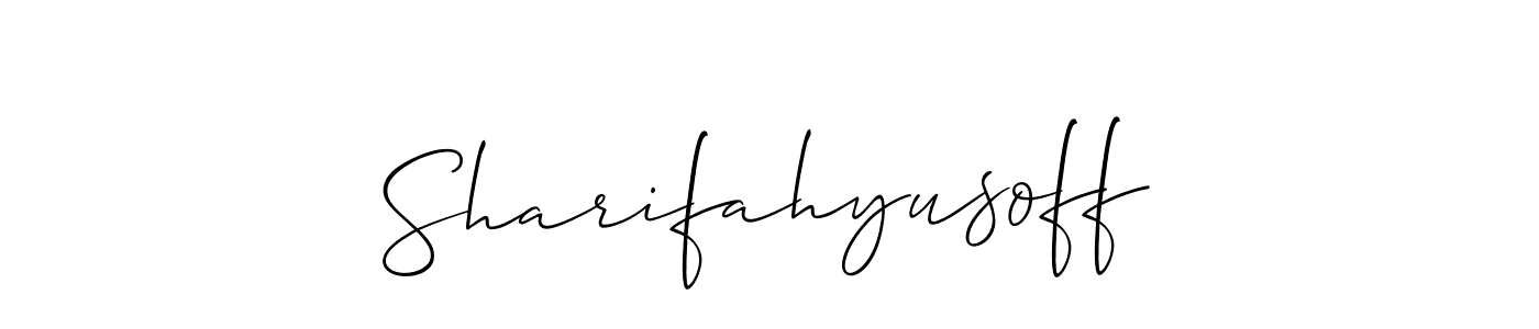 How to make Sharifahyusoff signature? Allison_Script is a professional autograph style. Create handwritten signature for Sharifahyusoff name. Sharifahyusoff signature style 2 images and pictures png