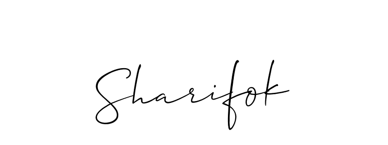 How to Draw Sharifok signature style? Allison_Script is a latest design signature styles for name Sharifok. Sharifok signature style 2 images and pictures png