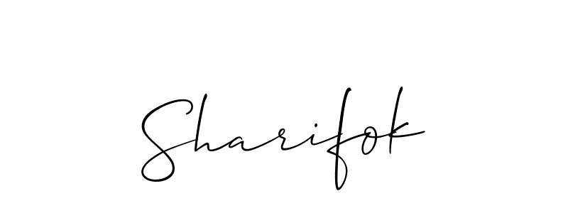 How to Draw Sharifok signature style? Allison_Script is a latest design signature styles for name Sharifok. Sharifok signature style 2 images and pictures png