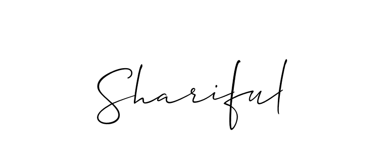 The best way (Allison_Script) to make a short signature is to pick only two or three words in your name. The name Shariful include a total of six letters. For converting this name. Shariful signature style 2 images and pictures png