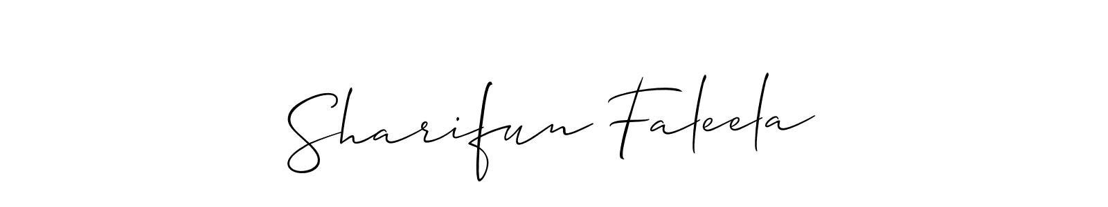 How to Draw Sharifun Faleela signature style? Allison_Script is a latest design signature styles for name Sharifun Faleela. Sharifun Faleela signature style 2 images and pictures png