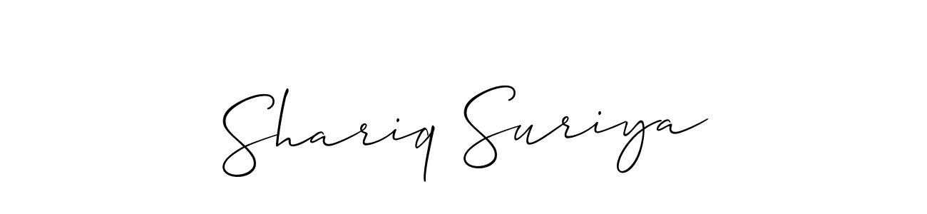 Use a signature maker to create a handwritten signature online. With this signature software, you can design (Allison_Script) your own signature for name Shariq Suriya. Shariq Suriya signature style 2 images and pictures png