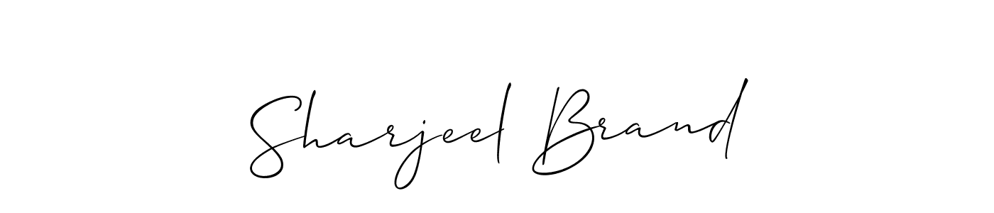 The best way (Allison_Script) to make a short signature is to pick only two or three words in your name. The name Sharjeel Brand include a total of six letters. For converting this name. Sharjeel Brand signature style 2 images and pictures png