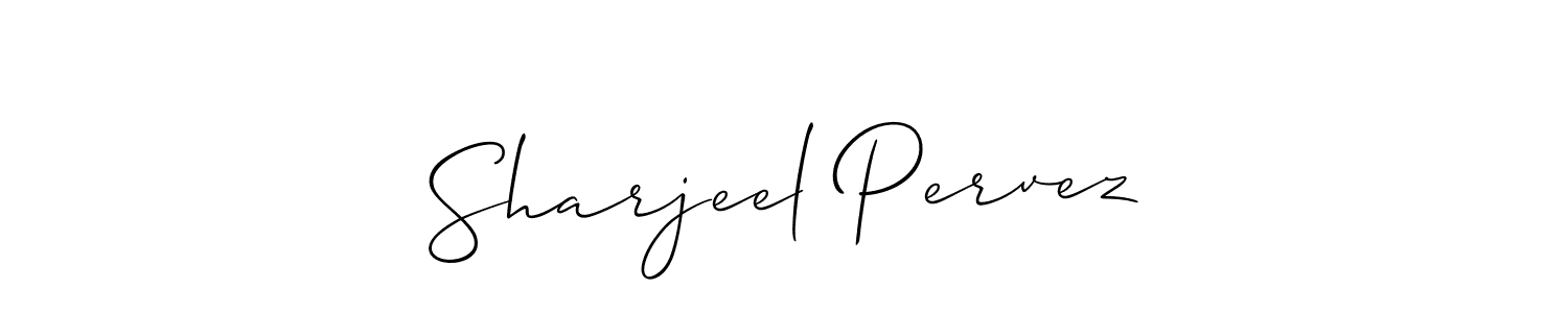 You should practise on your own different ways (Allison_Script) to write your name (Sharjeel Pervez) in signature. don't let someone else do it for you. Sharjeel Pervez signature style 2 images and pictures png