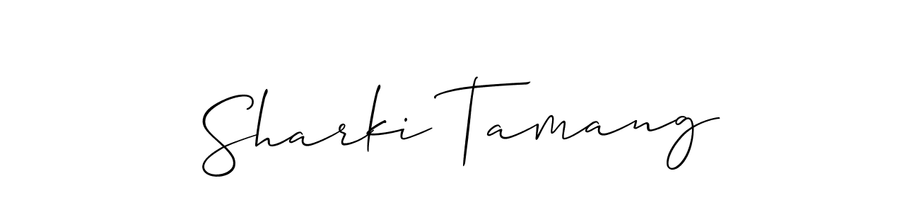 Use a signature maker to create a handwritten signature online. With this signature software, you can design (Allison_Script) your own signature for name Sharki Tamang. Sharki Tamang signature style 2 images and pictures png