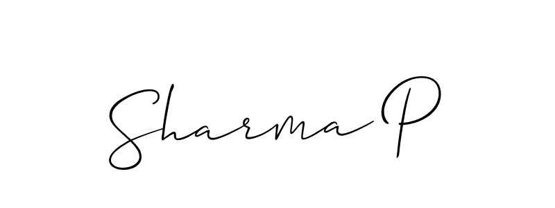 How to make Sharma P name signature. Use Allison_Script style for creating short signs online. This is the latest handwritten sign. Sharma P signature style 2 images and pictures png