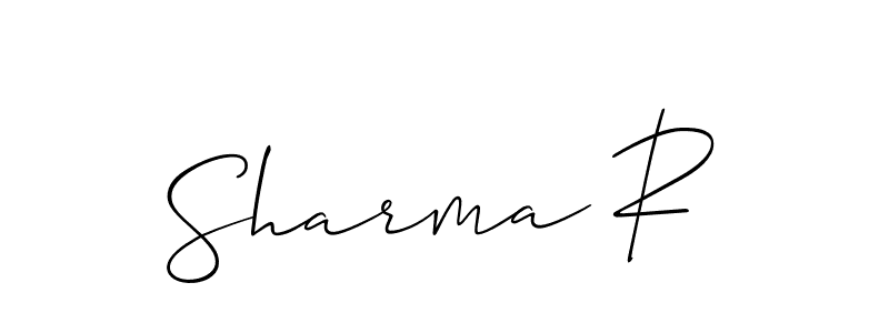 The best way (Allison_Script) to make a short signature is to pick only two or three words in your name. The name Sharma R include a total of six letters. For converting this name. Sharma R signature style 2 images and pictures png