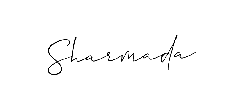 How to Draw Sharmada signature style? Allison_Script is a latest design signature styles for name Sharmada. Sharmada signature style 2 images and pictures png