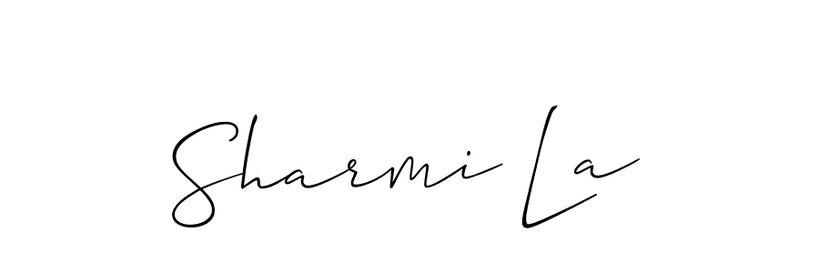 How to make Sharmi La name signature. Use Allison_Script style for creating short signs online. This is the latest handwritten sign. Sharmi La signature style 2 images and pictures png