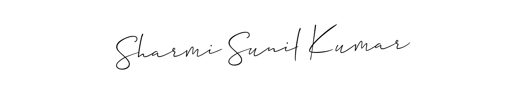 The best way (Allison_Script) to make a short signature is to pick only two or three words in your name. The name Sharmi Sunil Kumar include a total of six letters. For converting this name. Sharmi Sunil Kumar signature style 2 images and pictures png
