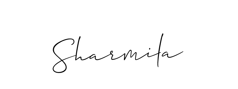 Use a signature maker to create a handwritten signature online. With this signature software, you can design (Allison_Script) your own signature for name Sharmila. Sharmila signature style 2 images and pictures png