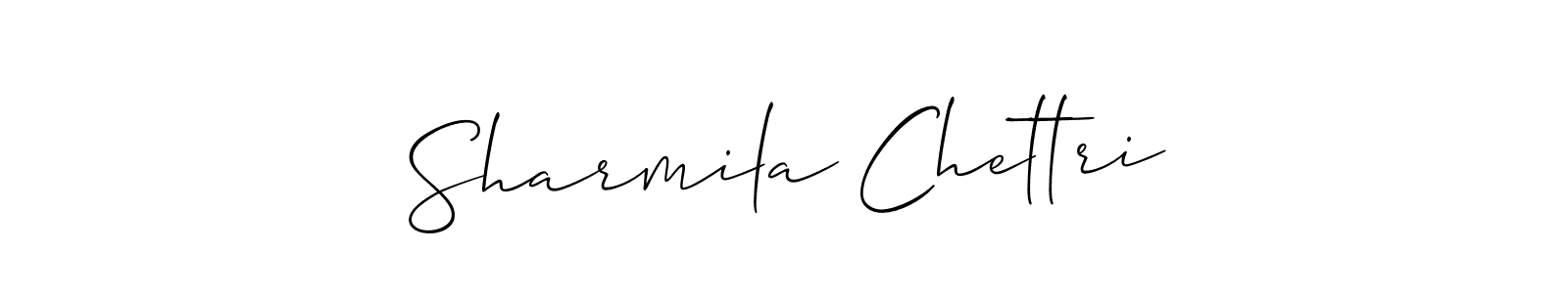 Also we have Sharmila Chettri name is the best signature style. Create professional handwritten signature collection using Allison_Script autograph style. Sharmila Chettri signature style 2 images and pictures png