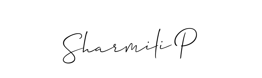 It looks lik you need a new signature style for name Sharmili P. Design unique handwritten (Allison_Script) signature with our free signature maker in just a few clicks. Sharmili P signature style 2 images and pictures png