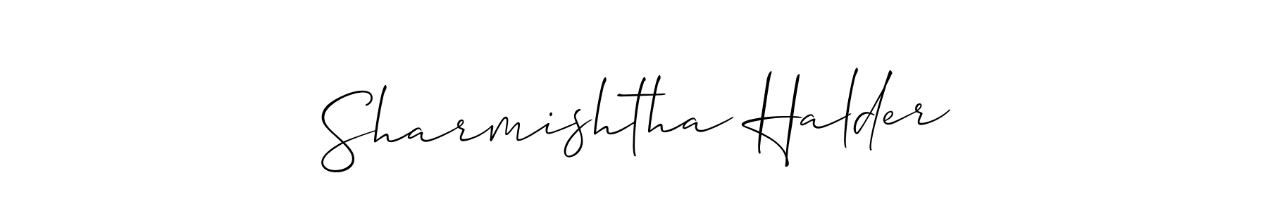 if you are searching for the best signature style for your name Sharmishtha Halder. so please give up your signature search. here we have designed multiple signature styles  using Allison_Script. Sharmishtha Halder signature style 2 images and pictures png