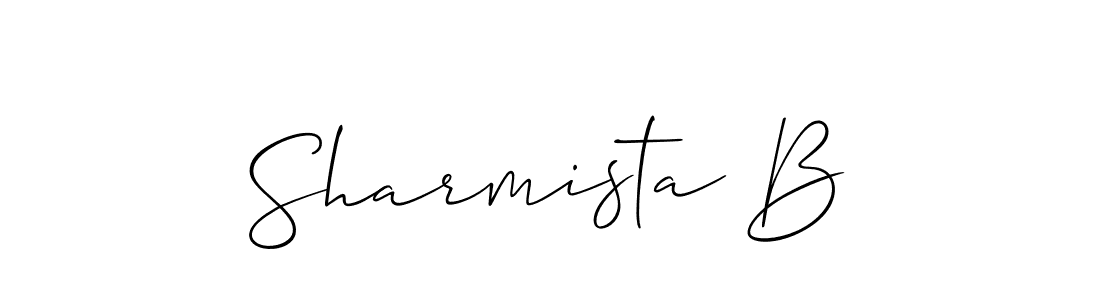 It looks lik you need a new signature style for name Sharmista B. Design unique handwritten (Allison_Script) signature with our free signature maker in just a few clicks. Sharmista B signature style 2 images and pictures png