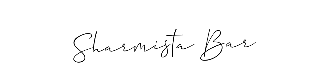 Make a beautiful signature design for name Sharmista Bar. With this signature (Allison_Script) style, you can create a handwritten signature for free. Sharmista Bar signature style 2 images and pictures png