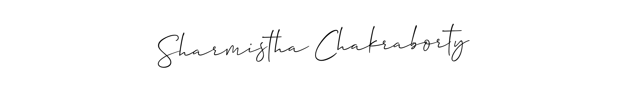 The best way (Allison_Script) to make a short signature is to pick only two or three words in your name. The name Sharmistha Chakraborty include a total of six letters. For converting this name. Sharmistha Chakraborty signature style 2 images and pictures png