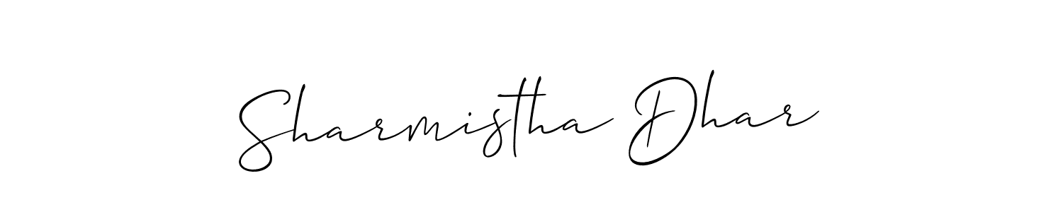 How to make Sharmistha Dhar name signature. Use Allison_Script style for creating short signs online. This is the latest handwritten sign. Sharmistha Dhar signature style 2 images and pictures png