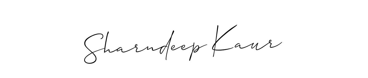 Make a beautiful signature design for name Sharndeep Kaur. With this signature (Allison_Script) style, you can create a handwritten signature for free. Sharndeep Kaur signature style 2 images and pictures png