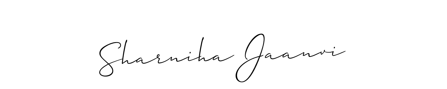 Similarly Allison_Script is the best handwritten signature design. Signature creator online .You can use it as an online autograph creator for name Sharniha Jaanvi. Sharniha Jaanvi signature style 2 images and pictures png