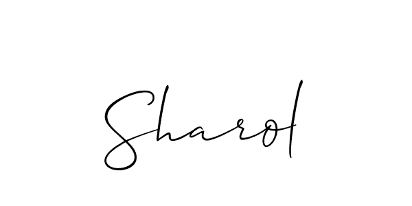 Design your own signature with our free online signature maker. With this signature software, you can create a handwritten (Allison_Script) signature for name Sharol. Sharol signature style 2 images and pictures png