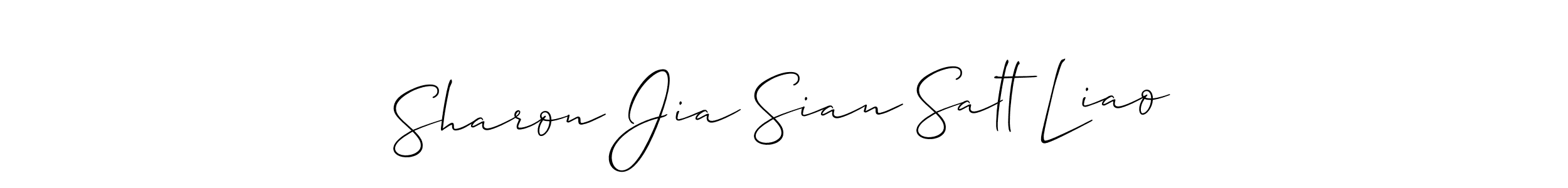 You should practise on your own different ways (Allison_Script) to write your name (Sharon Jia Sian Salt Liao) in signature. don't let someone else do it for you. Sharon Jia Sian Salt Liao signature style 2 images and pictures png