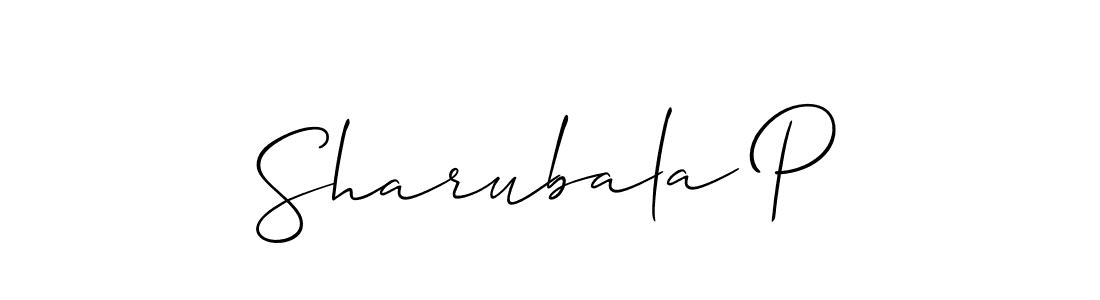 How to Draw Sharubala P signature style? Allison_Script is a latest design signature styles for name Sharubala P. Sharubala P signature style 2 images and pictures png