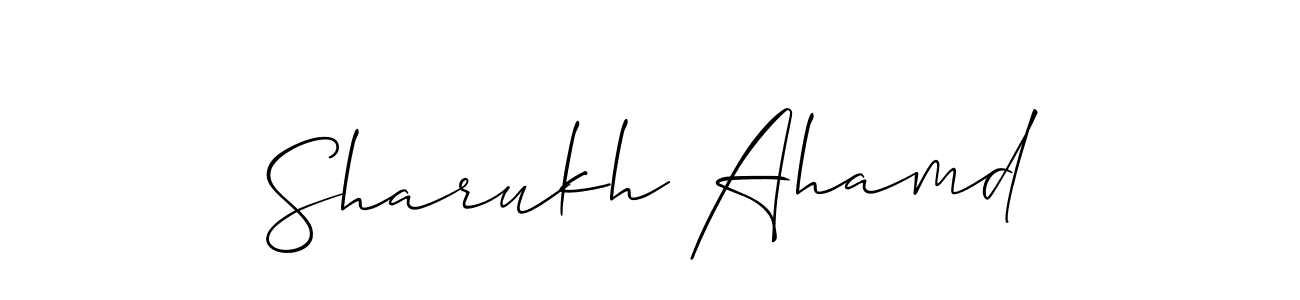 Allison_Script is a professional signature style that is perfect for those who want to add a touch of class to their signature. It is also a great choice for those who want to make their signature more unique. Get Sharukh Ahamd name to fancy signature for free. Sharukh Ahamd signature style 2 images and pictures png