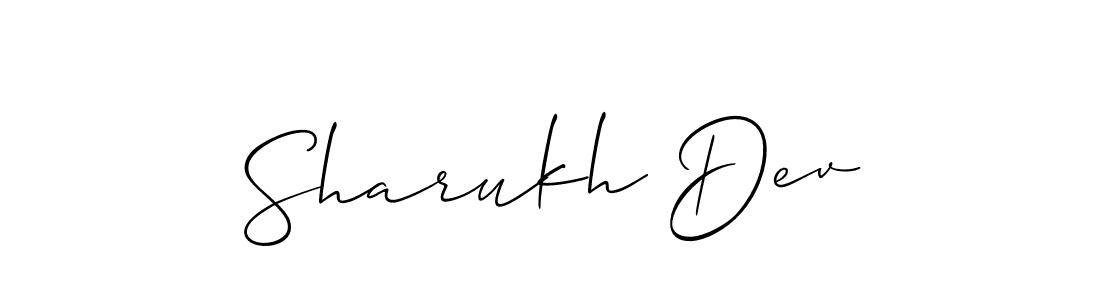 It looks lik you need a new signature style for name Sharukh Dev. Design unique handwritten (Allison_Script) signature with our free signature maker in just a few clicks. Sharukh Dev signature style 2 images and pictures png