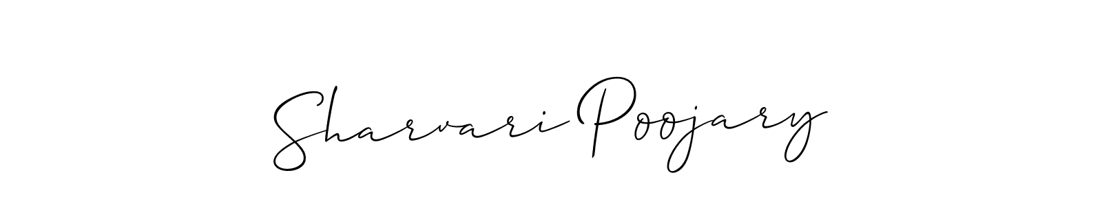Allison_Script is a professional signature style that is perfect for those who want to add a touch of class to their signature. It is also a great choice for those who want to make their signature more unique. Get Sharvari Poojary name to fancy signature for free. Sharvari Poojary signature style 2 images and pictures png
