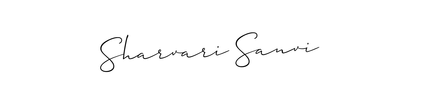 Allison_Script is a professional signature style that is perfect for those who want to add a touch of class to their signature. It is also a great choice for those who want to make their signature more unique. Get Sharvari Sanvi name to fancy signature for free. Sharvari Sanvi signature style 2 images and pictures png