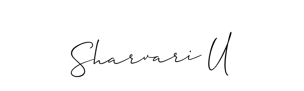You should practise on your own different ways (Allison_Script) to write your name (Sharvari U) in signature. don't let someone else do it for you. Sharvari U signature style 2 images and pictures png