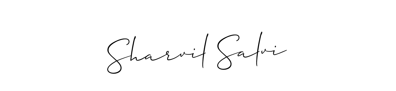 if you are searching for the best signature style for your name Sharvil Salvi. so please give up your signature search. here we have designed multiple signature styles  using Allison_Script. Sharvil Salvi signature style 2 images and pictures png