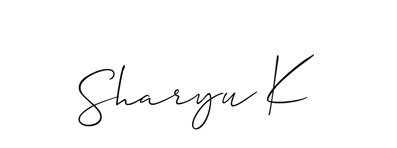 You should practise on your own different ways (Allison_Script) to write your name (Sharyu K) in signature. don't let someone else do it for you. Sharyu K signature style 2 images and pictures png