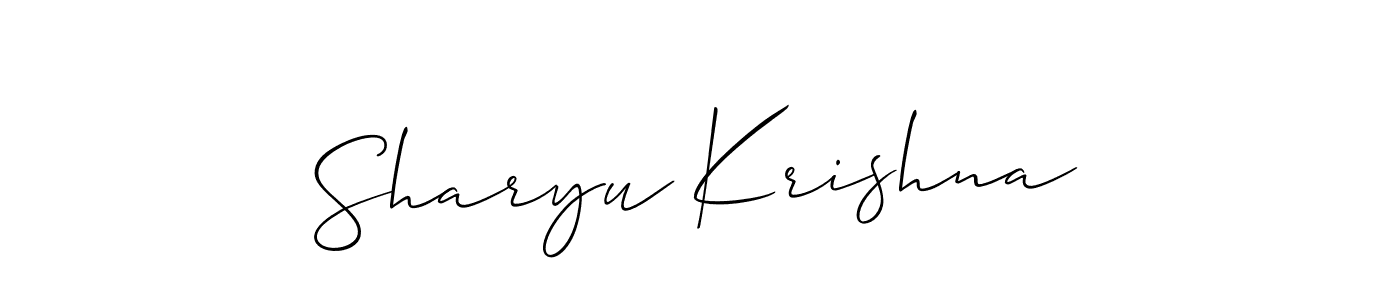 You should practise on your own different ways (Allison_Script) to write your name (Sharyu Krishna) in signature. don't let someone else do it for you. Sharyu Krishna signature style 2 images and pictures png