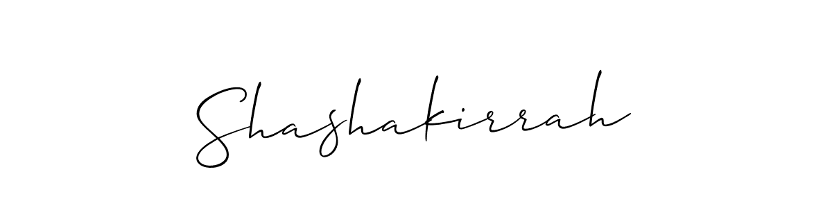 Make a beautiful signature design for name Shashakirrah. With this signature (Allison_Script) style, you can create a handwritten signature for free. Shashakirrah signature style 2 images and pictures png