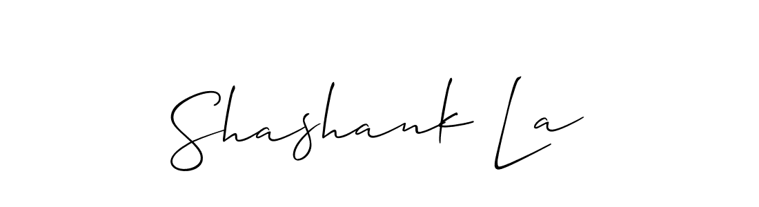 Also You can easily find your signature by using the search form. We will create Shashank La name handwritten signature images for you free of cost using Allison_Script sign style. Shashank La signature style 2 images and pictures png