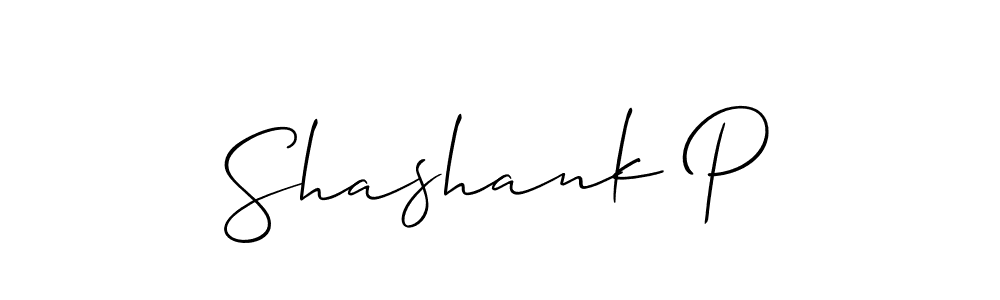 Use a signature maker to create a handwritten signature online. With this signature software, you can design (Allison_Script) your own signature for name Shashank P. Shashank P signature style 2 images and pictures png