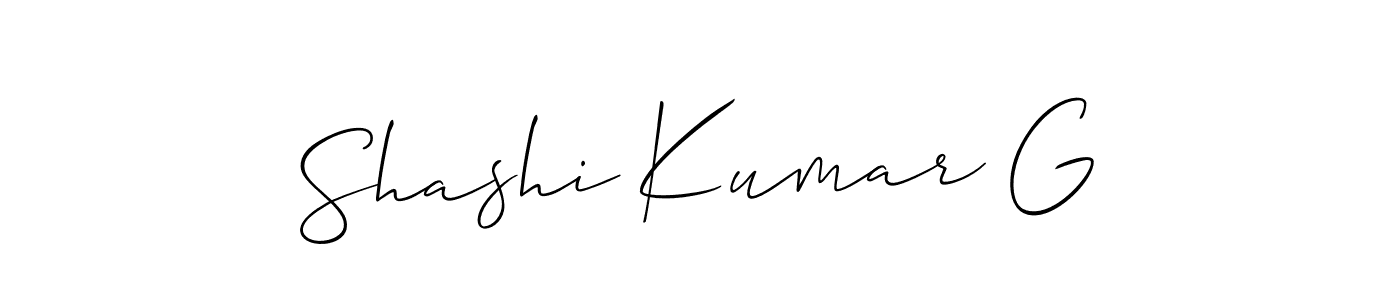 Make a short Shashi Kumar G signature style. Manage your documents anywhere anytime using Allison_Script. Create and add eSignatures, submit forms, share and send files easily. Shashi Kumar G signature style 2 images and pictures png