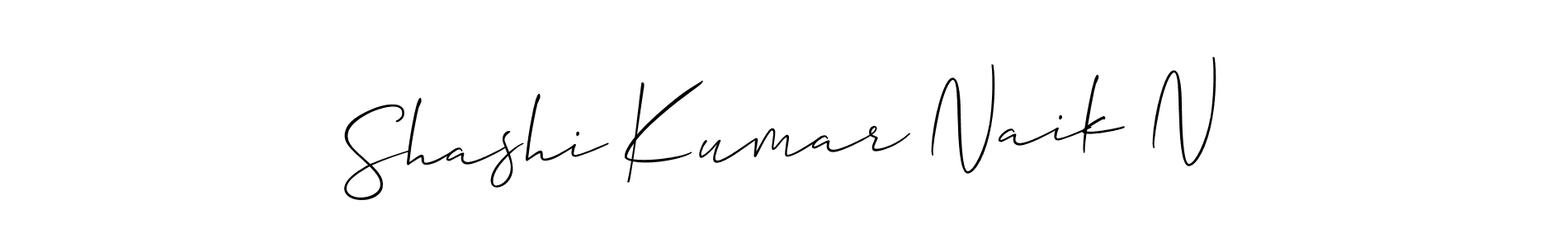 The best way (Allison_Script) to make a short signature is to pick only two or three words in your name. The name Shashi Kumar Naik N include a total of six letters. For converting this name. Shashi Kumar Naik N signature style 2 images and pictures png