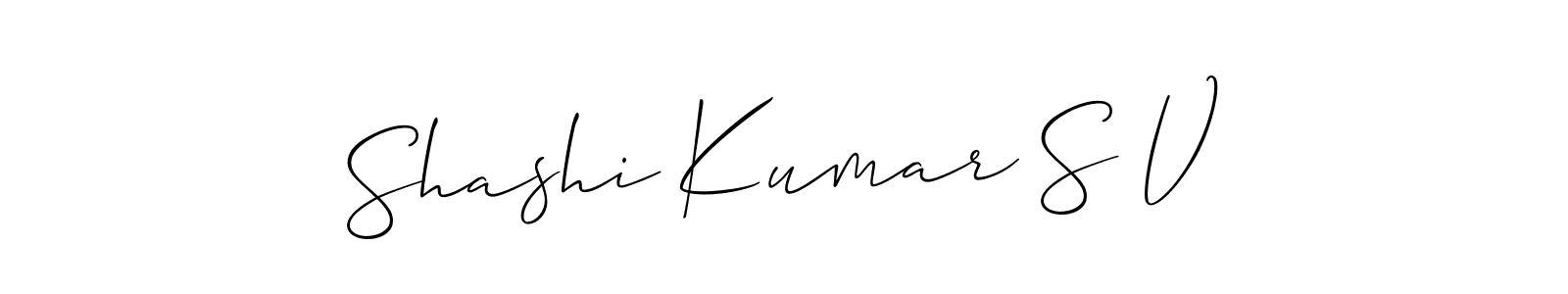 Similarly Allison_Script is the best handwritten signature design. Signature creator online .You can use it as an online autograph creator for name Shashi Kumar S V. Shashi Kumar S V signature style 2 images and pictures png