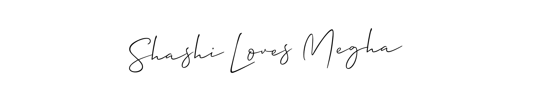The best way (Allison_Script) to make a short signature is to pick only two or three words in your name. The name Shashi Loves Megha include a total of six letters. For converting this name. Shashi Loves Megha signature style 2 images and pictures png